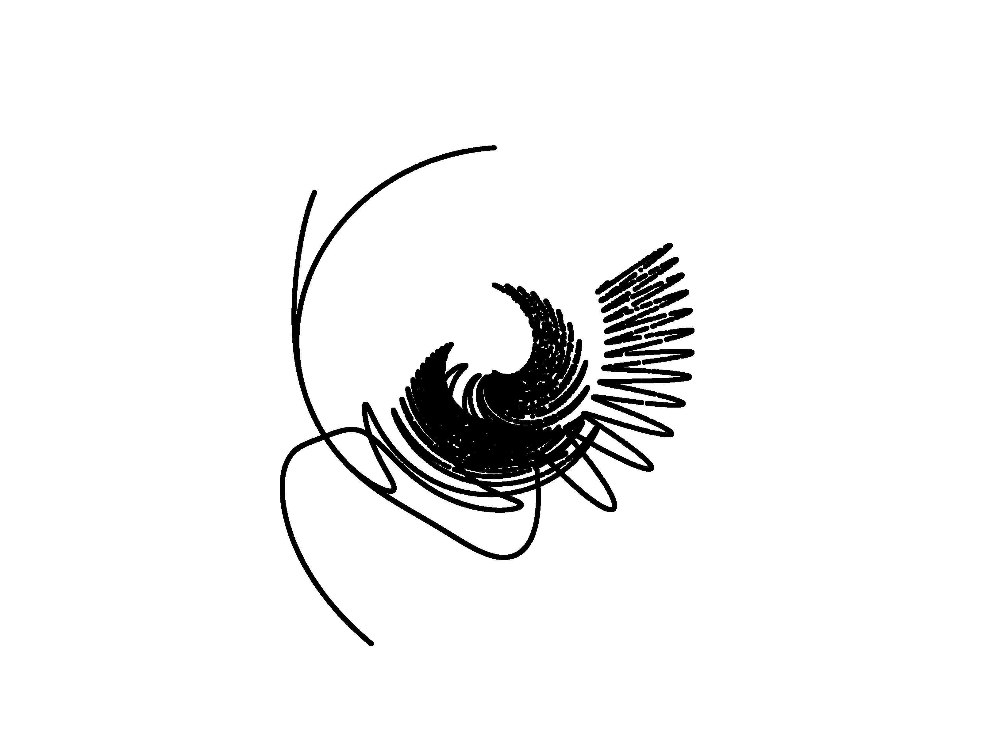 Black squiggles made up of three equations on a white background